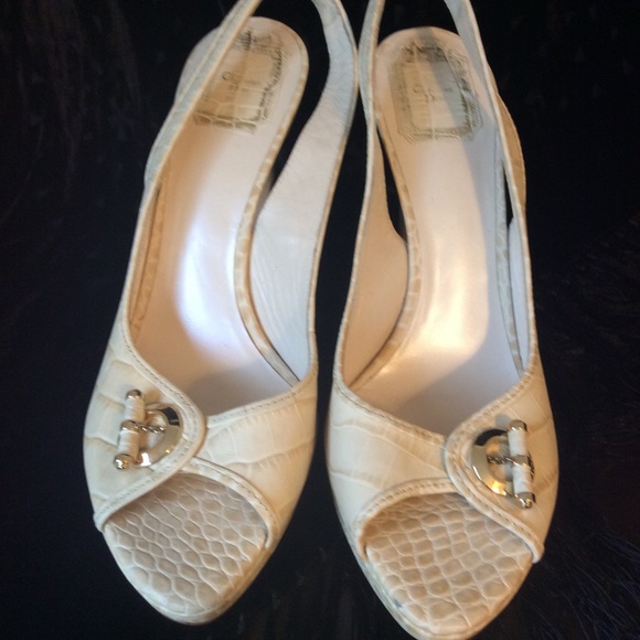 Dior Shoes Christian Dior Cream Sling Back Shoes Size 4 Poshmark